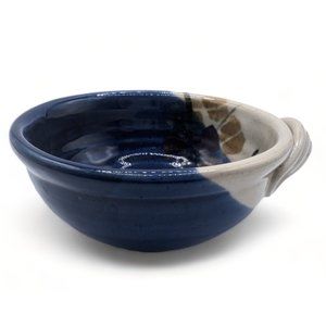 Kent Follette Studio Art Pottery Bowl one handle  Blue Cream Pink Signed